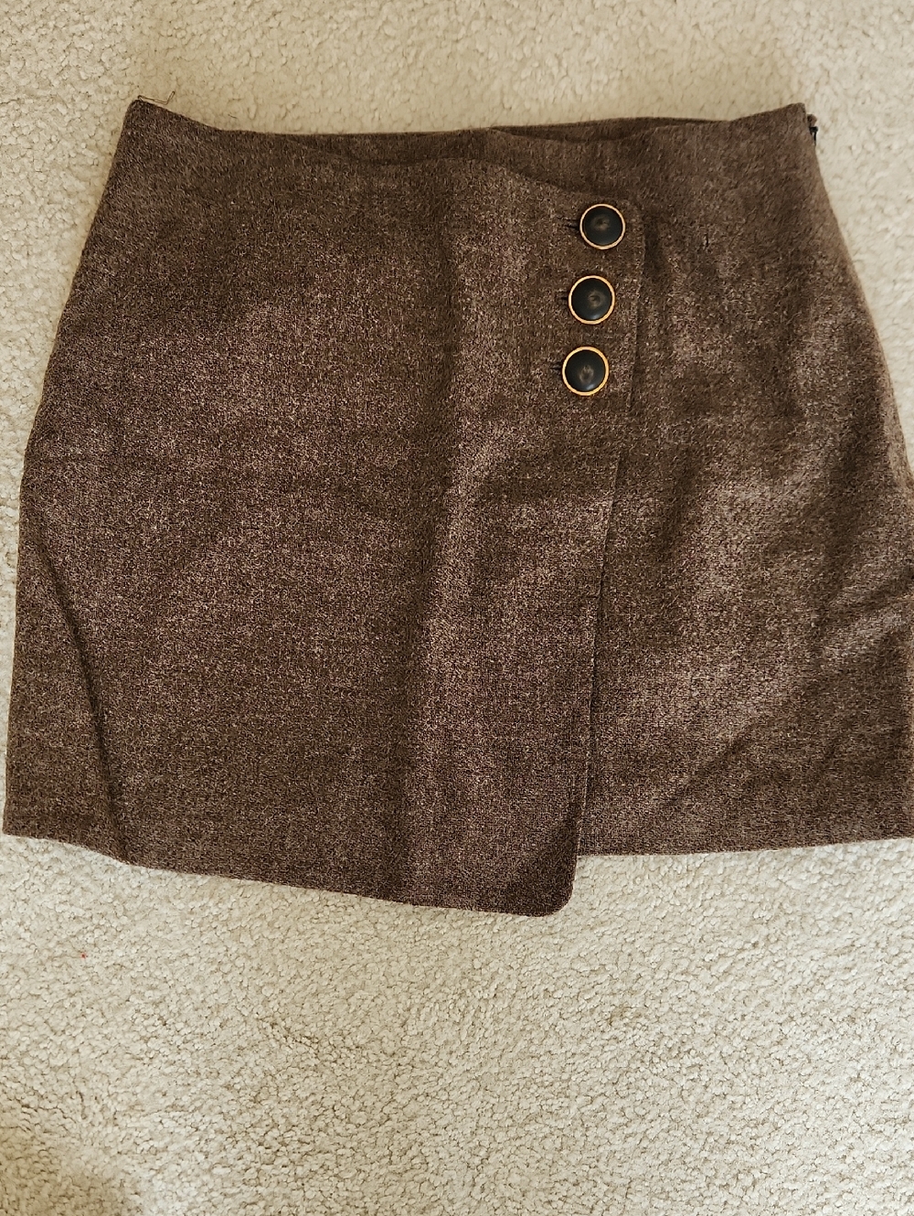 Sezane Peter Skirt Brown Wool SZ 40